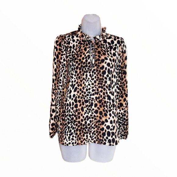 Veronica M Leopard Print Blouse sz M - Picture 1 of 5